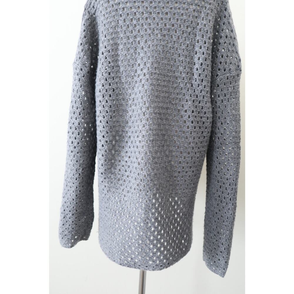 James Perse Size 4 / XL Marina Cowl Neck Sweater Gray Open Knit Wool Blend - Picture 10 of 12